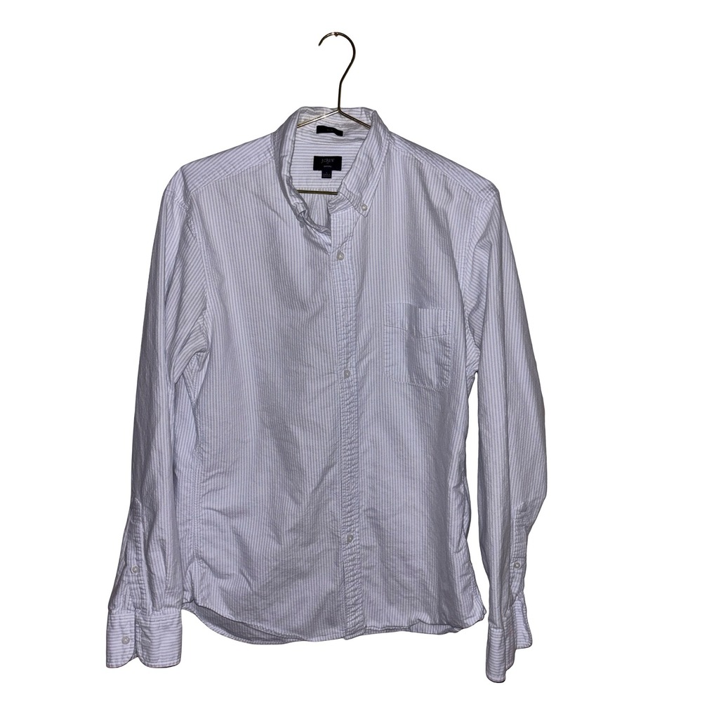 J.Crew Slim Fit Shirt Mens Large Blue White Striped ButtonDown LongSleeve Cotton - Picture 1 of 3